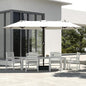 7-Piece White Outdoor Dining Set with White 15FT Large Patio Umbrella, 75.2'' HDPE Table & Chairs for 6, Weather-Resistant Furniture with Umbrella Hole for Patio, Lawn, Poolside