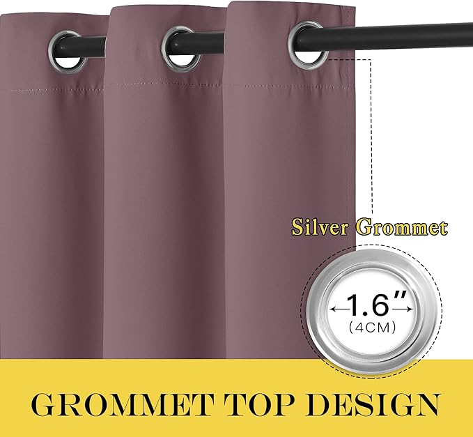 NICETOWN Blackout Doorway Curtain Drape 78 inch Long - Grommet Noise Reducing Thermal Insulated Solid Modern Window Treatments for Bedroom Closet (1 Panel, 52 x 78 Inch, Dry Rose)