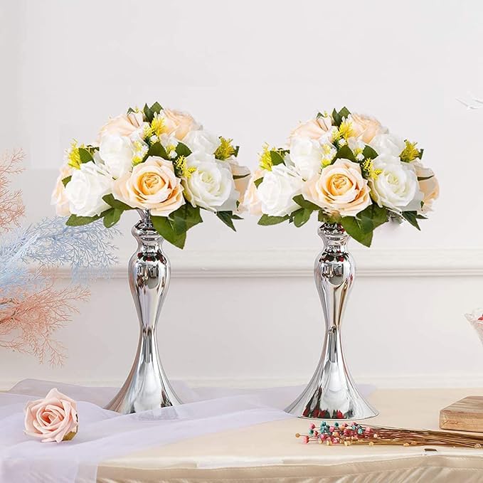 Artificial Rose Flower Balls 10 Pcs Peach Champagne White Silk