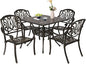 Cast Aluminum Outdoor Patio Dining Set, All Weather Outdoor Furniture Dining Set for Patio, Balcony, Lawn, Garden, Backyard (1 Square Table+ 4 Dining Chairs)