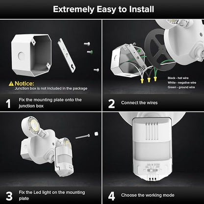 SANSI Upgraded 25W Motion Sensor Outdoor Lights 3000LM Flood Lights Outdoor, 5000K Dusk to Dawn Security Light, 4 Modes, 320°Wide Angle Illumination Super Bright for Garage Yard Patio Wired Not Solar