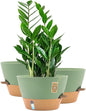 12-Inch Self Watering Planters with Drainage Holes, Large Flower Pots for Indoor Outdoor Plants, Garden Pots Green 3 Pack
