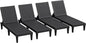 Greesum Outdoor Chaise Lounge Chairs Set of 4 with 5-Position Adjustable Backrest, Waterproof PP Sun Chaise Loungers for Garden Pool Beach Patio Deck Sunbathing, Black
