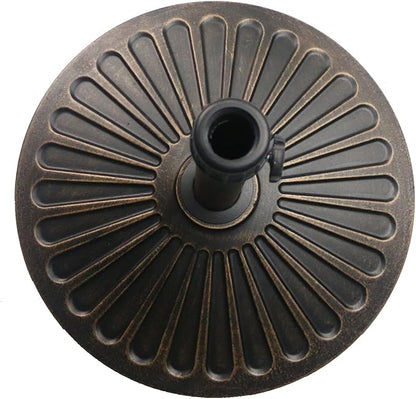 Sunnyglade 18" 30.2-lbs Heavy Duty Round Antiqued Umbrella Base for Patio, Outdoor - Bronze