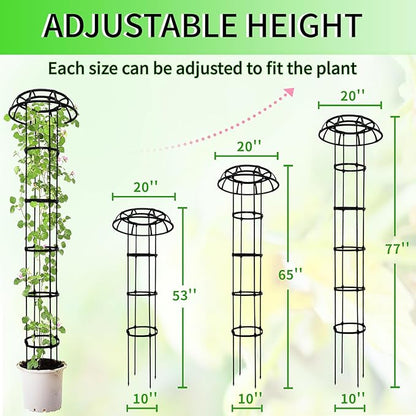 77-Inch Garden Trellis for Climbing Plants,Heavy-Duty Metal Obelisk with Mushroom Top,Stable Support for Potted Clematis,Tomato,Cucumber,Rose,Pea & Vine