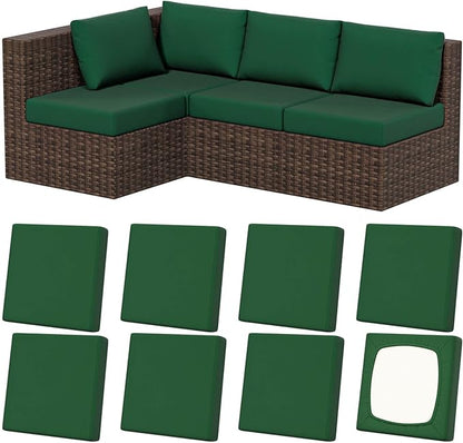 Cushion Covers in Dark Green, 8 Pack Stretch Fit Outdoor Use