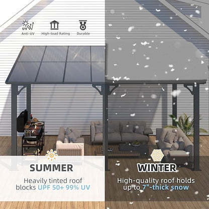 AECOJOY 14' x 8' Gazebo Outdoor Pergola for Patio, 8x14 Hard Top Lean to Gazebo Shelter Pergolas and Gazebos Clearance with Patio Roof, Large Wall-Mounted Heavy Duty Awnings for Decks, Backyard
