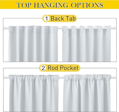 NICETOWN Blackout Outdoor Curtains for Patio Windproof 2 Panels Top & Bottom Pocket & Back Tab, Thermal Fixed Waterproof Safe Drapes Keep Privacy for Yard/Porch, Greyish White, W52 x L95