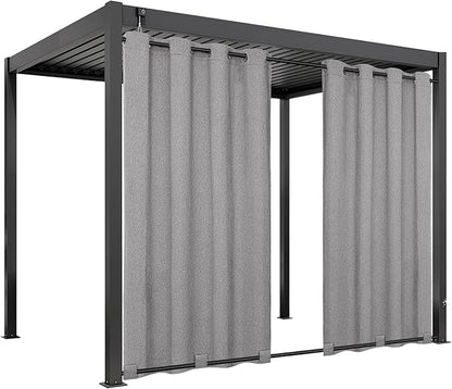 Easy-Going Linen Look Outdoor Curtains Waterproof Windproof Porch Curtains, Soft Thicken Outdoor Privacy Curtains for Patio, Gazebo, Grommet Top and Tab Bottom Drape, 1 Panel, 54x108 inch, Grey