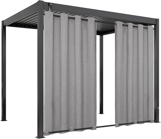 Easy-Going Linen Look Outdoor Curtains Waterproof Windproof Porch Curtains, Soft Thicken Outdoor Privacy Curtains for Patio, Gazebo, Grommet Top and Tab Bottom Drape, 1 Panel, 54x96 inch, Grey