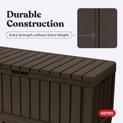 Deck Box 92 Gallon Lockable Resin Outdoor Storage Brown