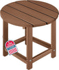 LZRS Round Adirondack Patio Side Table End Table, Outdoor Side Tables for Patio, Backyard,Pool, Indoor Companion, Easy Maintenance & Weather Resistant(Brown)