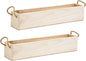 Wooden Planter Box, Rustic Barn Wood/Whitewash with Plastic Liner l Garden Decor l Restaurant and Wedding Decorations l Table Centerpiece (20x4 w Handle Set of 2, Rose Wood)