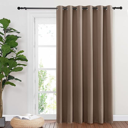 NICETOWN Blackout Blinds for Patio Door, Sliding Door Insulated Blackout Curtains, Extra Wide Curtain with Grommet Top for Villa/Hall/Parlor (Cappuccino, 80 inches W x 84 inches L)