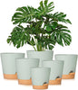 GARDIFE Plant Pots 8/7/6.5/6/5.5/5 Inch Self Watering Planters with Drainage Hole, Plastic Flower Pots, Nursery Planting Pot for All House Plants, African Violet, Flowers, and Cactus,Green