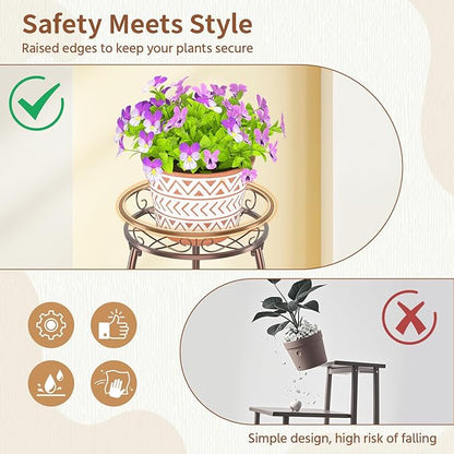 LASZOLA Bronze 3 Tier Tall Plant Stand for Indoor Outdoor, Large Multiple Level Flower Planter Holder Organizer Rack for Patio Office Bathroom Corner Floor, Sturdy Heavy Duty Metal, Vertical Display