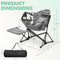Foldable Rocking Chair with Footrest in Grey, Holds Up to 400 lb