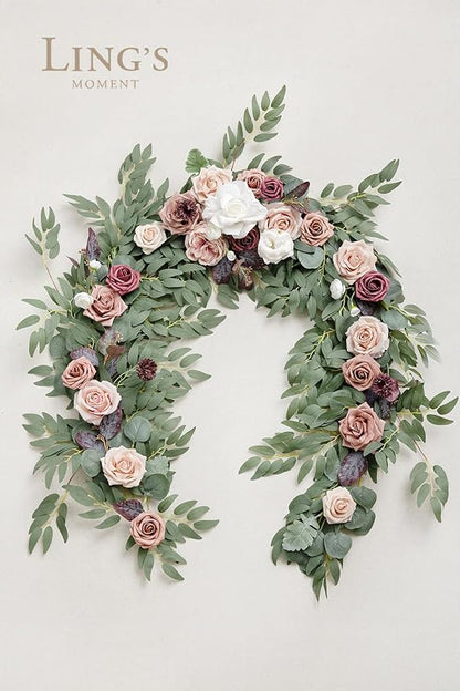 Artificial Flower Garland in Dusty Rose and Mauve, 72-Inch Silk Eucalyptus