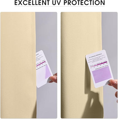 NICETOWN Fade Resistant Outdoor Curtains 2 Panels, Patio Waterproof Drapery Color Fastness Grade 4 Certification, UV Protection Blackout Shades for Porch, Deck, Pergolas, Biscotti Beige, W52 x L108