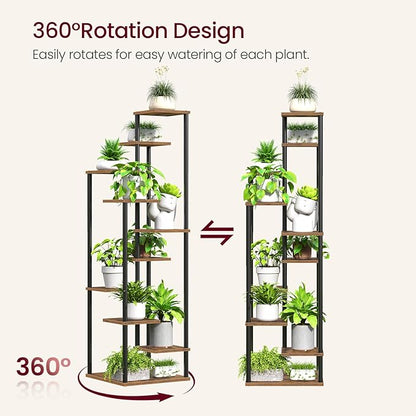 10 Tier Plant Stand Indoor, Tiered Corner Plant Shelf Flower Stand for Living Room, Balcony, Patio, Garden, Rustic Brown