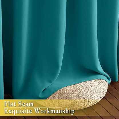 NICETOWN Sliding Glass Door Curtains for Window, Grommet Wide Thermal Curtain Sound Dampening Window Drape for Living Room/Bedroom (Peacock Teal, W80 x L84, 1 Panel)