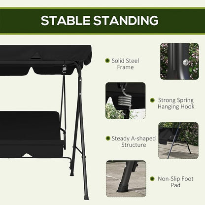 Outsunny 3-Seat Outdoor Patio Swing Chair - Image 4