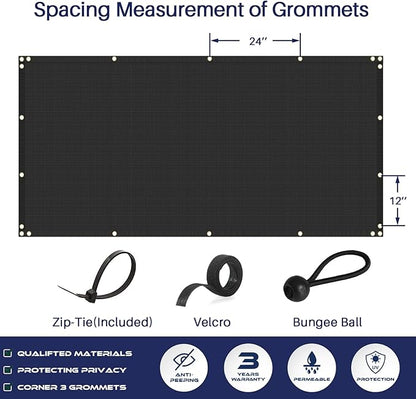 Windscreen4less Privacy Fence Screen Heavy Duty Windscreen Fencing Mesh Fabric Shade Net Cover with Brass Grommtes for Outdoor Wall Garden Yard Pool Deck, 6'x137' Black