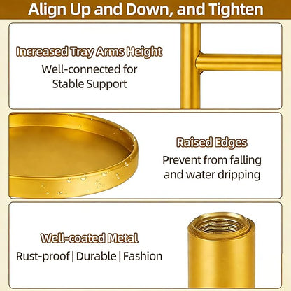 Rotating Window Plant Shelves with Adjustable Knobs, 4 Tiers Metal Wall Shelf for Plants Indoor, Sturdy Hanging Plant Holder, Window Wall Decor & Gardening Gifts (Golden)