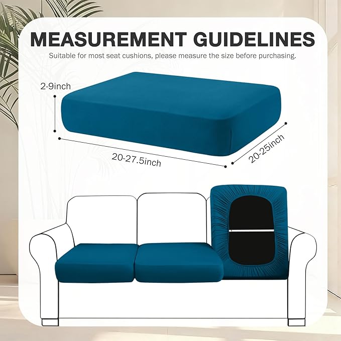 Cushion Covers, 14-Piece Stretch Outdoor Set in Peacock Blue