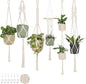 Nook Theory 6-Pack Macrame Plant Hangers with 12 Hooks - Hanging Planters for Indoor Plants, Boho Macrame Hangers Indoor Outdoor, Decorative Plant Hanger Indoor (Cream)
