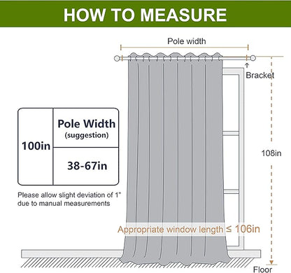 NICETOWN Sliding Room Divider for Space - Wide Width Thermal Drapes, Absorb Noise, Block Out Light, Blind for Patio Door (Greyish White, Width 100 inches, Length 108 inches)