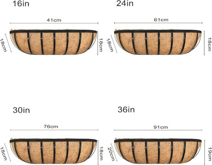 2pack 36-inch Window Sill Window Railing Planters with Cocoa Liner for Outdoor Balconies, Porches, Fences, Patio Railings
