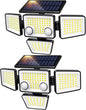 Solar Outdoor Lights - 3000LM 188 LED Motion Sensor Outdoor Lights, 4 Heads Security Light,IP65 Waterproof, Easy Install,270°Wide Angle Flood Wall Light with 3 Modes for Backyard Yard (2 Pack)