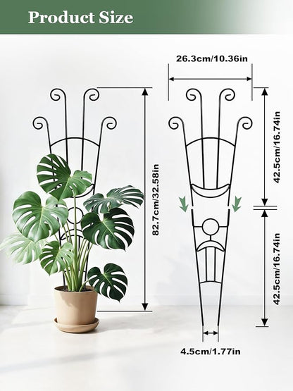 33 Inch Tall Expandable Metal Trellis for Potted Plants, Rustproof Expandable Indoor Outdoor Plant Support Trellis for Climbing Plants, Monstera, Ivy, Hoya with Sturdy Weighted Base (Black)