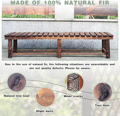 Outdoor Garden Bench, 3-Person Wood Patio Bench Weatherproof Outdoor Backless Bench, Anti-Corrosion and Anti-Rust Garden Benches for Garden Lawn Porch Park Backyard (Black,47.25''/120cm)