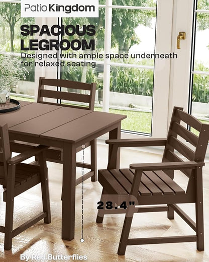 9-Piece Outdoor Dining Set for 8, 75.2'' HDPE Table with Umbrella Hole & Chairs, Weather-Resistant Patio Furniture for Lawn, Yard, Balcony, Deck (Brown)