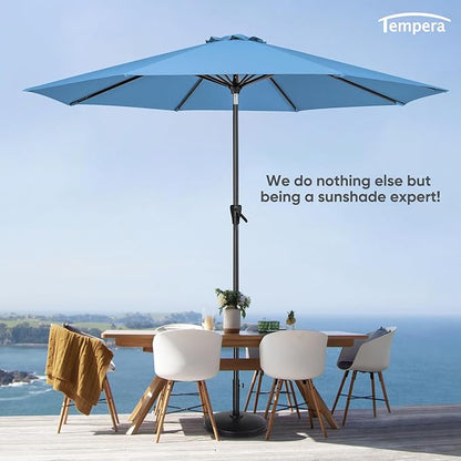 Tempera Patio Market Outdoor Table Umbrella with Auto Tilt and Crank, Large Sun Umbrella with Sturdy Pole & Fade Resistant Canopy, Easy to Set