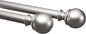 Amazon Basics Easy Installation Adjustable Curtain Rod for Windows with Round Finials, 1-Inch Rod, 72" to 144", Nickel, 2-Pack