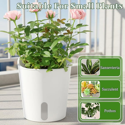 SHENLIU 3" Self Watering Pots, 20 Sets Plastic Self Watering Planters for Indoor Planters with Water Level Indicator and Multiple Vents Perfect for Succulents ﻿House Plants Flowers