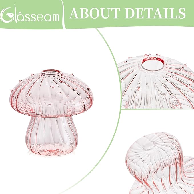 Planter Vase, Borosilicate Glass Mushroom Terrarium, Assorted Colors