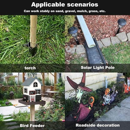 CNQLIS 6 Pcs Outdoor Light Stakes for Tiki Torch Stand - 10 3/4" Steel Torch Stakes - Garden Stakes for Lights, Stakes for Outdoor Lights for Solar Lights,Fishing Rods, Freestanding Poles