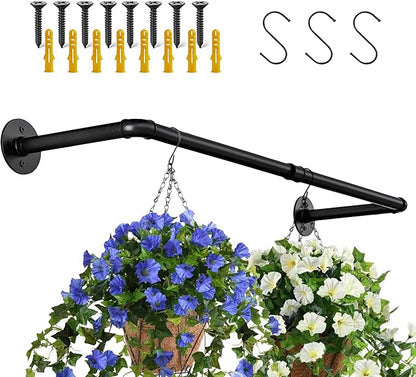 Hanging Planters for Indoor Plants,Window Plant Shelves,Plant Hanging Rod,Window Shelf for Plants,Plant Hanger Indoor Black with 3 Hooks(Pot & Plant Not Included) 36in