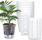 Self Watering Pots for Indoor Plants with Deep Reservoir and High Drainage Holes for Outdoor Plants and Flowers, Bare Root Planter(5.91'',Clear,9 Pcs)