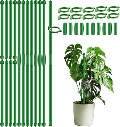 30Pcs Plant Support Stakes 17 inch SupKing Garden Orchid Sticks Extended to 3ft 4ft 5ft Plant Poles with Clips for Indoor Outdoor Potted Tomato Rose Amaryllis Vegetables Comes with 20 Ties