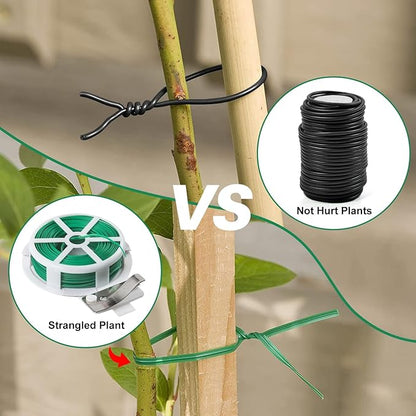 Decoroca Soft Plant Ties for Support - 65.6' Reusable Waterproof Plant Wire, Garden Twist, Office Organization and Decoration Binding（1pc/Black）