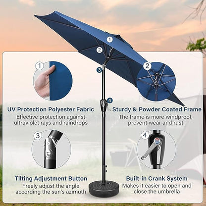 Simple Deluxe 9' Patio Umbrella Outdoor Table Market Yard Umbrella with Push Button Tilt/Crank