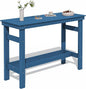 SERWALL 41" Outdoor Bar Table with 1.6" Umbrella Hole, HDPE Patio Bar Counter Height Table, All-Weather Rectangle Bar Table for Backyard, Garden, Poolside, Balcony - Blue