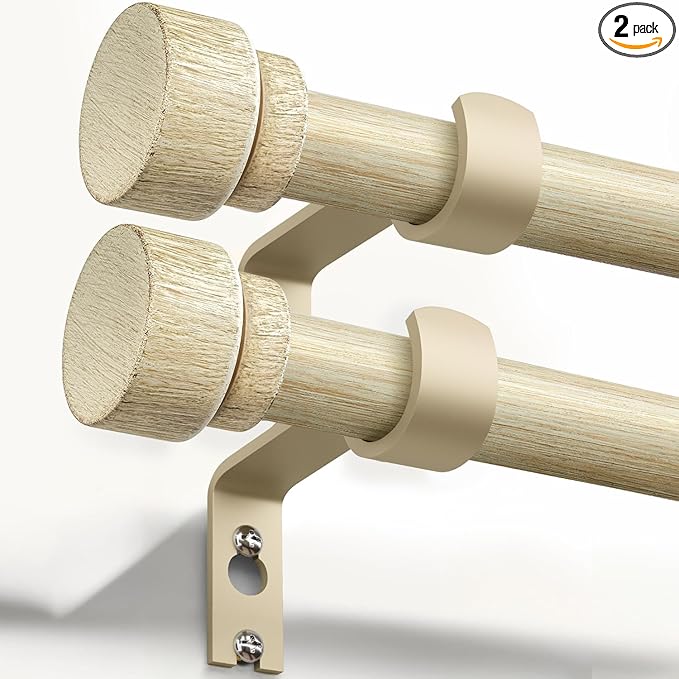2 Pack Antique White Curtain Rods for Windows 48 to 84 Inches Heavy Duty Adjustable 1" Diameter Window Rod with Decorative Finials for Bedroom Living Room Kitchen Outdoor Farmhouse