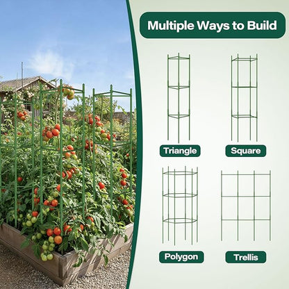 Halatool 6 Pack Tomato Cages for Garden, 48 Inch Adjustable Tomato Cage Plant Support, Garden Plant Stakes Trellis for Climbing Plants Pots Vegetables Flowers Fruits
