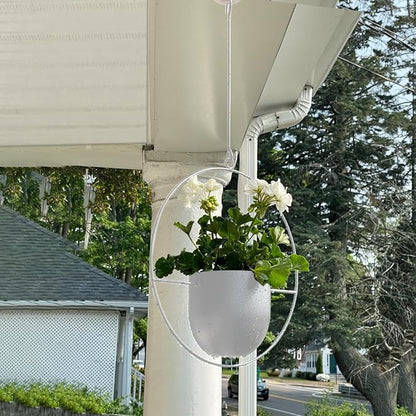 2 Pack Hanging Planters for Indoor Outdoor Plants Modern Metal Plant Hangers, Wall and Ceiling Hanging Plants Baskets Mid Century Minimalist Flower Pots Home Decor (White)